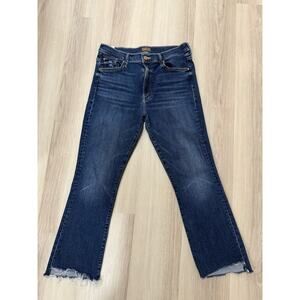 MOTHER Indigo Frayed Hem Flare Jeans